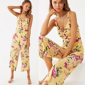 Forever 21 Yellow Floral Jumpsuit